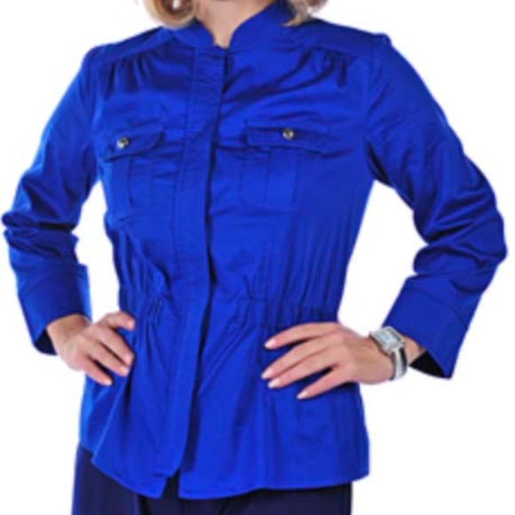 JACKET, MILITARY STYLE, JOAN RIVERS, SAND, SZ 28W, STAND COLLAR, CHEST POCKETS, - Picture 1 of 1